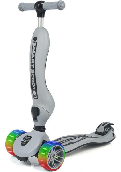 Smart Oturaklı 3 Tekerlekli Işıklı Scooter Bebe Gri Kız Erkek Çocuk Oyuncak Eğitici Oyuncaklar