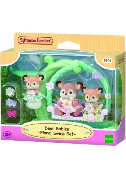 5801 Sylvanian Families Geyik Bebekler ve Çiçekli Salıncak Seti +3 Yaş Kız Erkek Çocuk Oyuncak Eğiti
