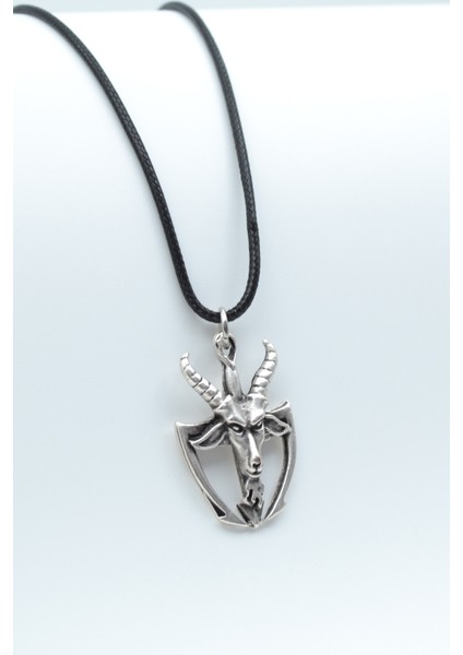 Pagan - Keçi Şeytan Gümüş Kaplama Deri Ip Kolye