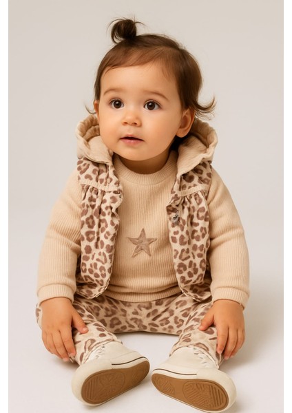 Laura Baby Leopar Desenli Yelekli Kız Bebek 3 Lü Takım fiyatları