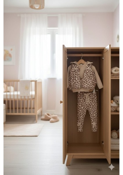 Laura Baby Leopar Desenli Yelekli Kız Bebek 3 Lü Takım modelleri