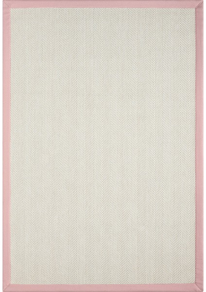 Bombay Krem Halı Pembe Bordürlü Kolay Temizlenen Hasır Dokulu Sisal Halı 665