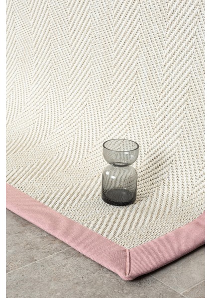 Bombay Krem Halı Pembe Bordürlü Kolay Temizlenen Hasır Dokulu Sisal Halı 665 indirimleri