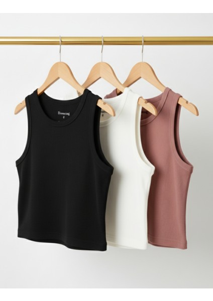 Bumerang Kadın Kaşkorse Kumaş Askılı Crop 3'lü