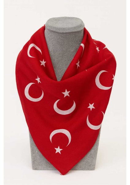 Kırmızı Ay Yıldız Türk Bayrağı Temalı Pamuk Kumaş Fular - Bandana - 23 Nisan, 29 Ekim, 19 Mayıs fiyatları