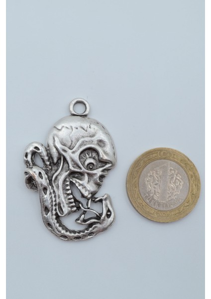 Yılan - Kuru Kafa - Venom Gümüş Kaplama Deri Ip Kolye fırsatları