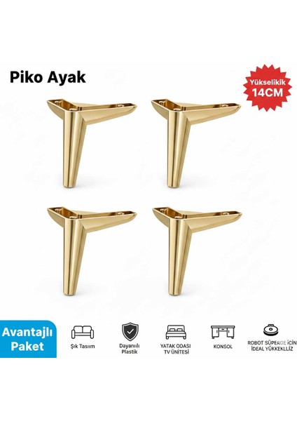 Imt Aksesuar Piko 14 cm (4 Adet) Koltuk Baza Dolap Tv Ünitesi Yatak Odası Konsol Çocuk ve Genç Odası Ayağı