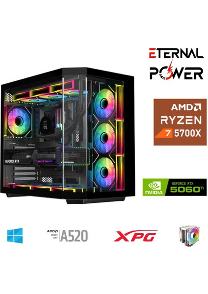 E.power Ryzen 7 5700X 32G Ddr4 1tb M.2 RTX5060TI A520 A650W