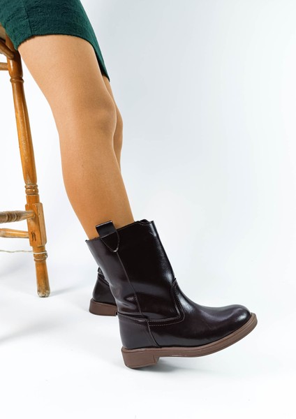 Kahve Renk Fermuarsız Kalın Düz Taban Çekme Kadın Bot fırsatları