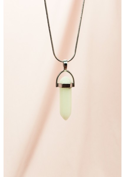 Kedi Gözü Doğal Taşı Zincirli El Yapımı Tasarımlı Kolye Uç: 3,5 cm Zincir: 20 cm Kutulu