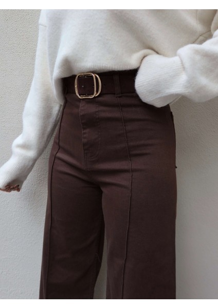 Dikiş Detaylı Geniş Paça Likralı Pantolon indirimleri