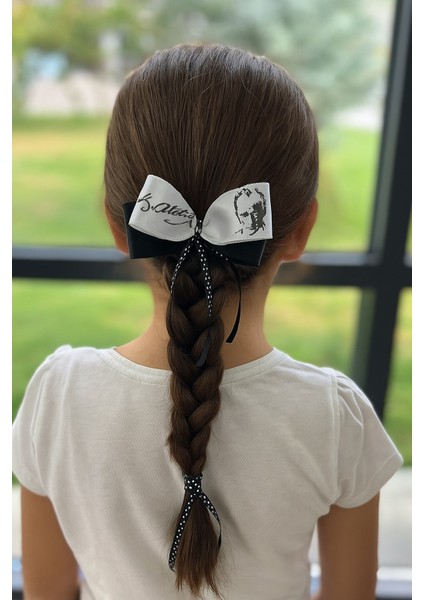 Atatürk Imzalı Toka–10 Kasım Temalı Siyah Beyaz Saç Tokası-Okul Etkinlik-Gösteri