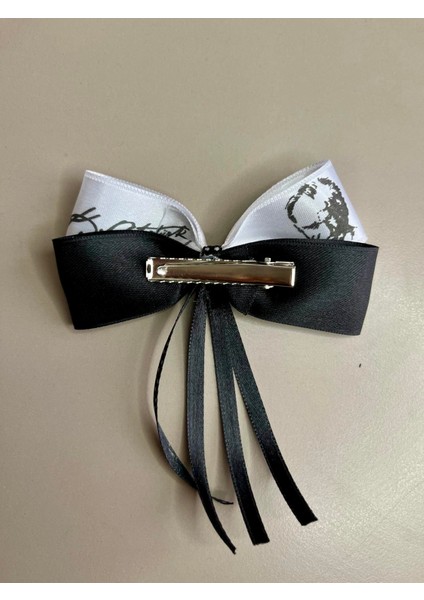 Atatürk Imzalı Toka–10 Kasım Temalı Siyah Beyaz Saç Tokası-Okul Etkinlik-Gösteri modelleri