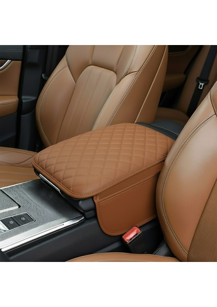 Araç Merkezi Konsol Kapağı Capitone Deri Araç Kol Dayama Yastığı Depolama Cepli - AL5395