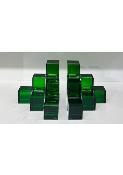 2 Li Kristal Küp Küp Kitap Tutucu Yeşil fırsatları