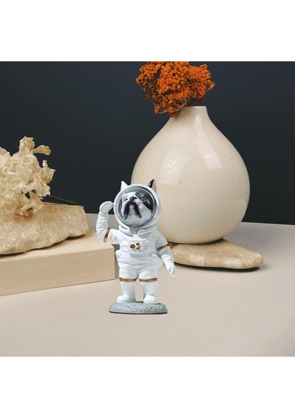 Modern Astronot Köpek Figür Biblo 14 cm Ev Ofis Masa Süsü Dekoratif Uzay Temalı Hediyelik Heykel modelleri