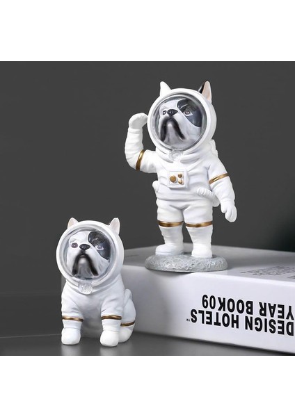 Modern Astronot Köpek Figür Biblo 14 cm Ev Ofis Masa Süsü Dekoratif Uzay Temalı Hediyelik Heykel indirimleri