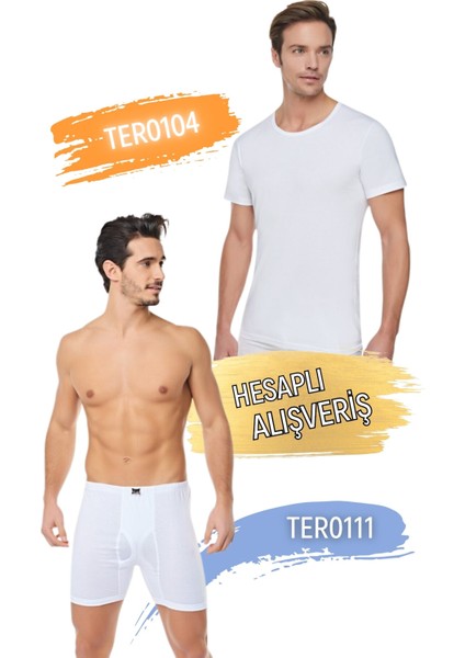 Erkek Ribana Bisiklet Yaka Atlet ve Ribana Boxer Takım 6'lı Set (12 Parça) TER0104 - TER0111