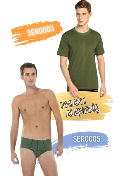 Erkek Sıfır Yaka Penye Atlet ve Slip Külot Takım 6'lı Set (12 Parça) SER0003 - SER0005