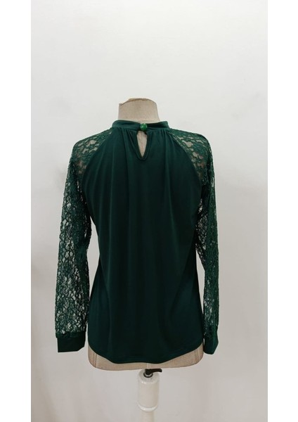 Kadın Uzun Dantel Kollu Yuvarlak Yakalı Sandy Bluz indirimleri