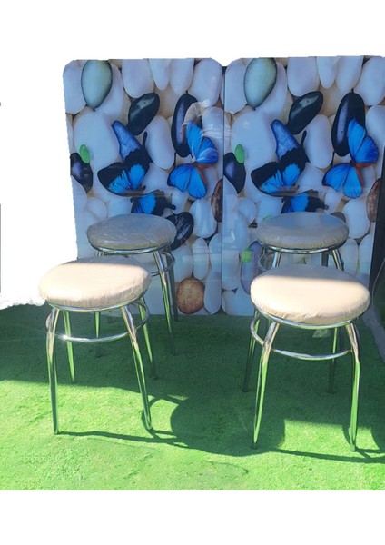 4'lü Tabure Krom Ayaklı