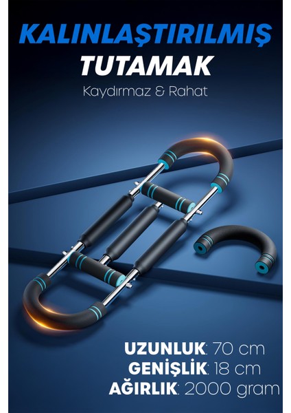 3x Power (35-60KG) Ayarlanabilir Üçlü Metal Yaylı Göğüs & Kol Full Body Egzersiz Aleti Fitness Bar fırsatları