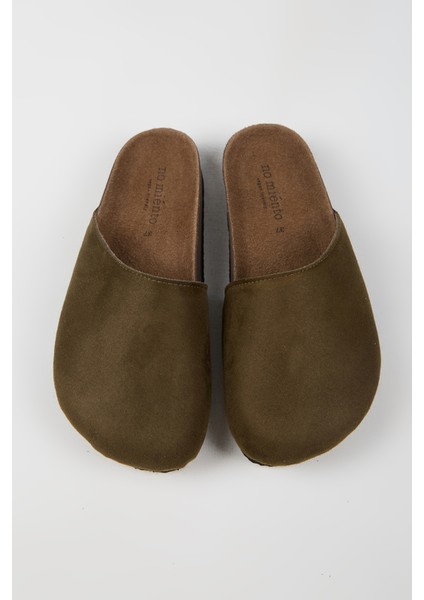 Tonala Kadın Vegan Deri Tokalı Haki Sabo Terlik