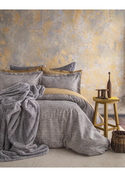 Çift Kişilik Paolina Gri Yatak Örtülü Nevresim Set
