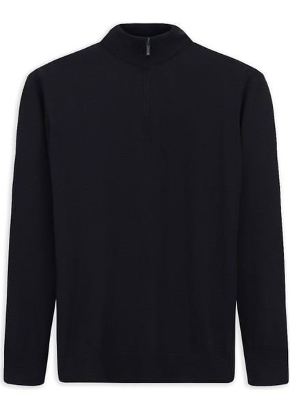 Regular Fit Bato Yaka Fermuarlı Trıko Kazak