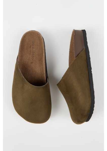 Tonala Kadın Vegan Deri Tokalı Haki Sabo Terlik modelleri