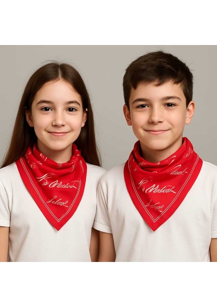 Kırmızı Ay Yıldız Türk Bayrağı Temalı Pamuk Kumaş Fular - Bandana - 23 Nisan, 29 Ekim, 19 Mayıs modelleri