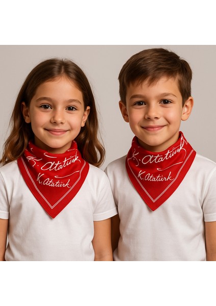Kırmızı Ay Yıldız Türk Bayrağı Temalı Pamuk Kumaş Fular - Bandana - 23 Nisan, 29 Ekim, 19 Mayıs
