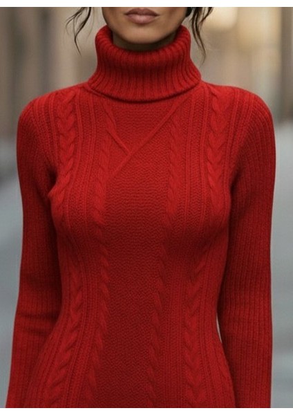 Kadın Uzun Kollu Balıkçı Yaka Kısa Triko Elbise fiyatları