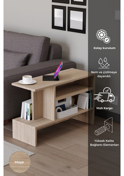 Sümela Raflı Yan Sehpa - Gazetelik, Dergilik, Kitaplık