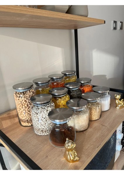 12'li Metal Kapaklı Kavanoz Seti -Etiketli-Baharatlık Erzak BAKLIYATLIK-500ML 750ML 1000 ml fiyatları