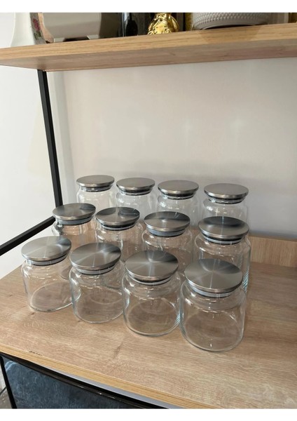 12'li Metal Kapaklı Kavanoz Seti -Etiketli-Baharatlık Erzak BAKLIYATLIK-500ML 750ML 1000 ml fırsatları