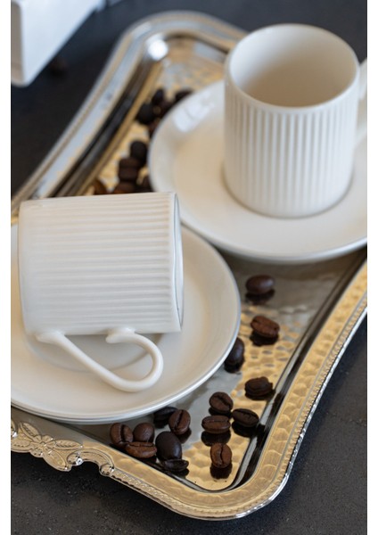 Bulut Platin Yaldız 4 Parça 2 Kişilik Porselen Kahve Fincan Takımı fırsatları