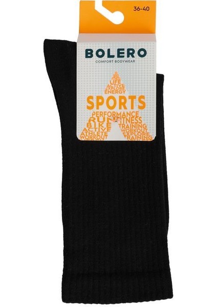 Fitilli Unisex Çorap Siyah