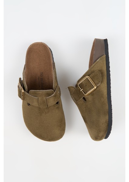 Nomiento Cancun Kadın Vegan Deri Tokalı Haki Sabo Terlik fiyatları