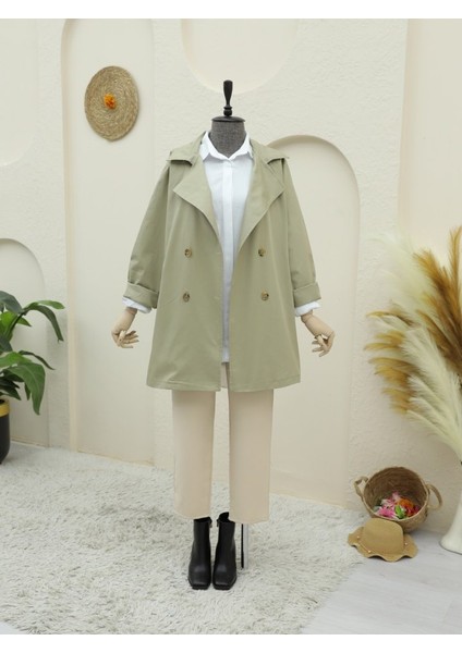 Alpaco Bolero Detaylı Düğmeli Ara Boy Trençkot -Taş -Collectıon fiyatları