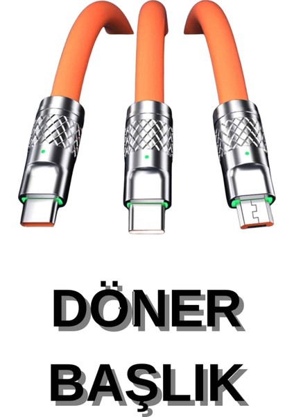 Techmrt 3 In 1 Süper Hızlı Şarj Kablosu Android ve Ios Uyumlu Silikon Şarj Kablosu indirimleri