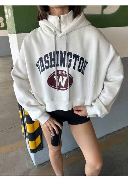 Spor ve Tarz Beyaz Fermuar Detayli Sweatshirt modelleri