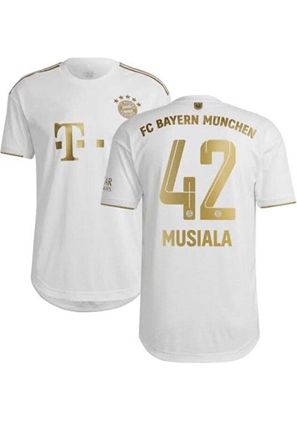 B.a.y.e.r.n/m.ü.n.i.h 2021/22 Sezonu Jamal Musiala Iç Saha Forması (White-Gold) modelleri