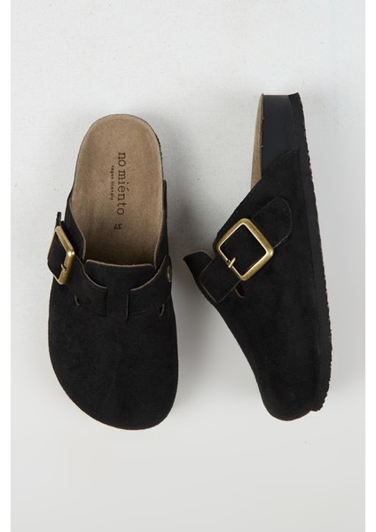 Cancun Kadın Vegan Deri Tokalı Siyah Sabo Terlik modelleri