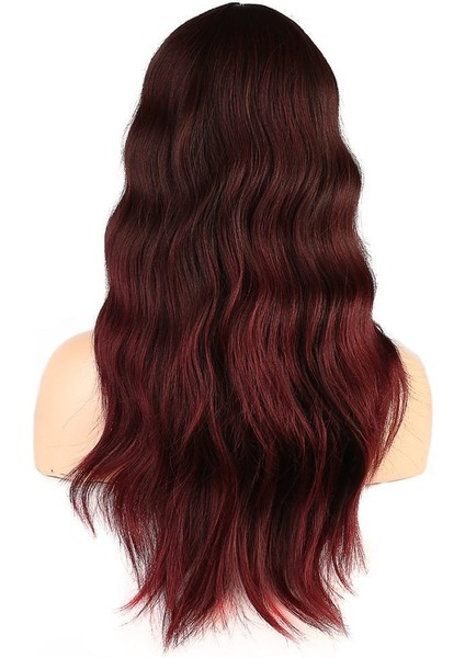 Dalgalı Perçemli Fiber Sentetik Orta Boy Peruk / Kızıl Kahve indirimleri