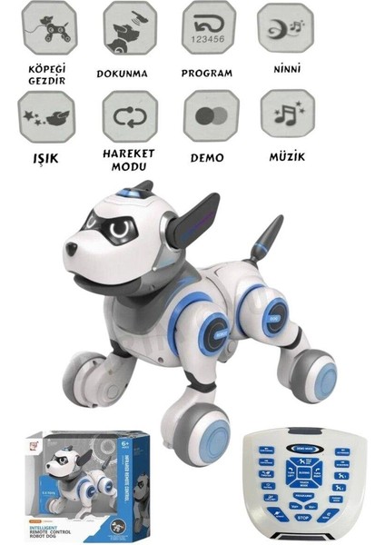 Seçtim Aldım Robot Köpek G55 Kumandalı Interaktif F/f Işıklı Müzikli Şarjlı
