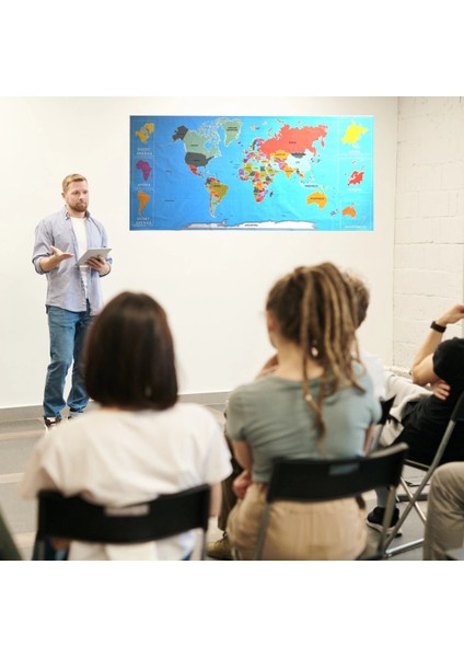 Renkli atlas Dünya haritası Manyetik Yapıştırıcı Gerektirmeyen Duvar Stickerı 118 cm * 56 cm (5148) fırsatları