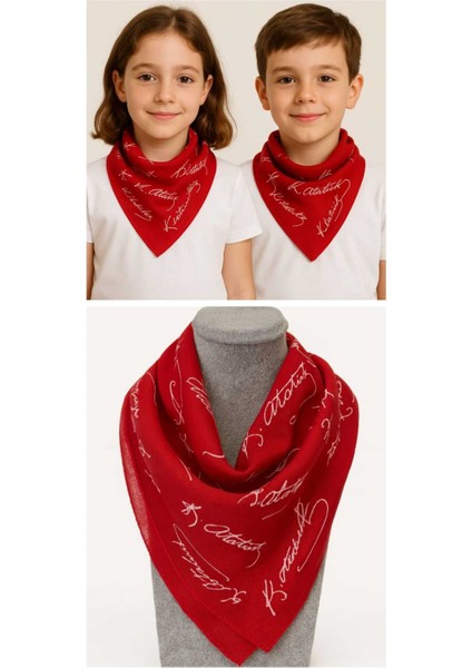 Kırmızı Ay Yıldız Türk Bayrağı Temalı Pamuk Kumaş Fular - Bandana - 23 Nisan, 29 Ekim, 19 Mayıs