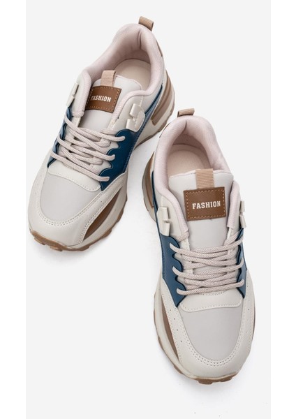 Bağcılklı Kadın Spor Ayakkabı Bej Petrol Taba indirimleri