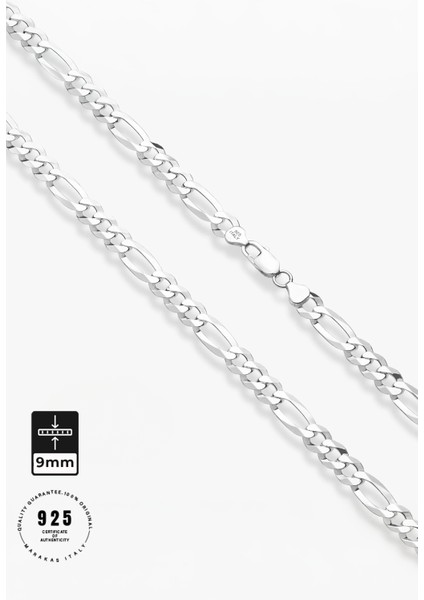 9mm Figaro 925 Ayar Gümüş Kolye fırsatları